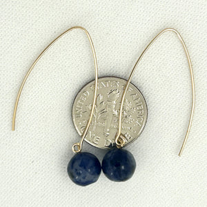 9111897  SODALITE 14K GOLD FILLED V SHAPED WIRE DANGLE HOOK EARRINGS