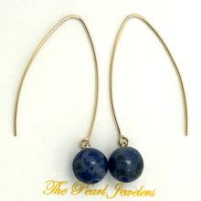 Load image into Gallery viewer, 9111897  SODALITE 14K GOLD FILLED V SHAPED WIRE DANGLE HOOK EARRINGS