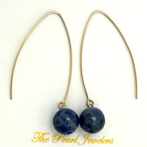 9111897  SODALITE 14K GOLD FILLED V SHAPED WIRE DANGLE HOOK EARRINGS