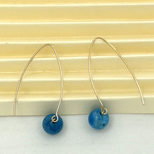 Load image into Gallery viewer, 9111898  AGATE 14K GOLD FILLED V SHAPED WIRE DANGLE HOOK EARRINGS