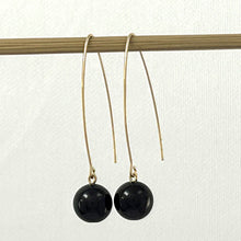 Load image into Gallery viewer, 9111899  GARNET 14K GOLD FILLED V SHAPED WIRE DANGLE HOOK EARRINGS