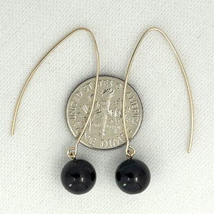 9111899  GARNET 14K GOLD FILLED V SHAPED WIRE DANGLE HOOK EARRINGS