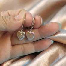 Load image into Gallery viewer, Sterling Silver Heart-Shaped Pink Coin Pearl Leverback Earrings