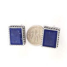 Load image into Gallery viewer, Solid Sterling Silver 925 Lapis Lazuli Omega Clip Earrings