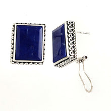Load image into Gallery viewer, Solid Sterling Silver 925 Lapis Lazuli Omega Clip Earrings