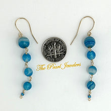 Load image into Gallery viewer, 9120100 GORGEOUS BLUE AGATE STATEMENT EARRINGS IN 14K GOLD FILLED HOOKS