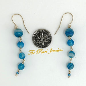 9120100 GORGEOUS BLUE AGATE STATEMENT EARRINGS IN 14K GOLD FILLED HOOKS