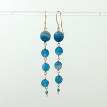 Load image into Gallery viewer, 9120100 GORGEOUS BLUE AGATE STATEMENT EARRINGS IN 14K GOLD FILLED HOOKS