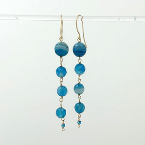 9120100 GORGEOUS BLUE AGATE STATEMENT EARRINGS IN 14K GOLD FILLED HOOKS