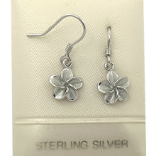 Load image into Gallery viewer, 9130020-Hawaiian-Jewelry-Plumeria-Flowers-Crafted-Silver-925-Hook-Earrings