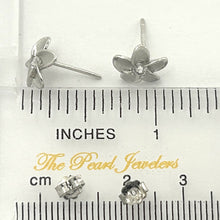 Load image into Gallery viewer, 9130040-Silver-925-Hawaiian-Plumeria-Flower-Cubic-Zirconia-Earrings