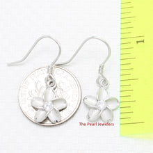 Load image into Gallery viewer, 9130050-Solid-Sterling-Silver-Cubic-Zirconia-Plumeria-Dangle-Earrings