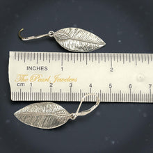 Load image into Gallery viewer, Sterling Silver Leaf Textured Long Drop Dangle Earrings