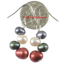 Load image into Gallery viewer, Sterling Silver Multicolor Rice Pearl Earrings – Purple Accent