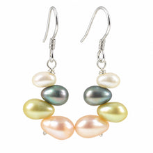 Load image into Gallery viewer, Sterling Silver Multicolor Rice Pearl Earrings – Pink Accent