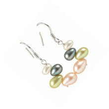 Load image into Gallery viewer, Sterling Silver Multicolor Rice Pearl Earrings – Pink Accent