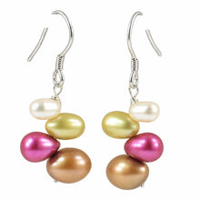 Load image into Gallery viewer, Sterling Silver Multicolor Rice Pearl Earrings – Chocolate Accent