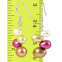 Load image into Gallery viewer, Sterling Silver Multicolor Rice Pearl Earrings – Chocolate Accent