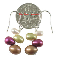 Load image into Gallery viewer, Sterling Silver Multicolor Rice Pearl Earrings – Chocolate Accent