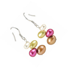 Load image into Gallery viewer, Sterling Silver Multicolor Rice Pearl Earrings – Chocolate Accent