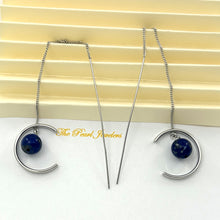 Load image into Gallery viewer, 9130768-Beautiful-Solid-Sterling-Silver-Threader-Blue-Lapis-Long-Chain-Earrings