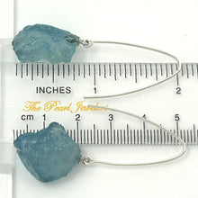 Load image into Gallery viewer, Solid Sterling Silver 925 V-Wire Baroque Rough Aquamarine Earrings