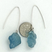 Load image into Gallery viewer, Solid Sterling Silver 925 V-Wire Baroque Rough Aquamarine Earrings