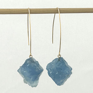 14K Gold Filled Baroque Aquamarine V-Wire Earrings (15mm)