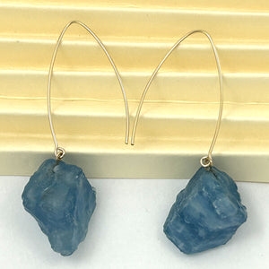 14K Gold Filled Baroque Aquamarine V-Wire Earrings (15mm)