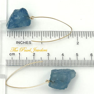 14K Gold Filled Baroque Aquamarine V-Wire Earrings (15mm)