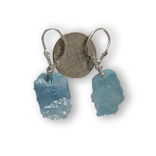 Load image into Gallery viewer, Solid Sterling Silver 925 Baroque Aquamarine Leverback Earrings