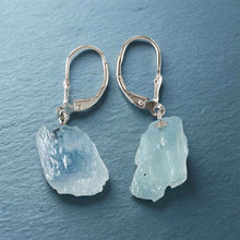 Load image into Gallery viewer, Solid Sterling Silver 925 Baroque Aquamarine Leverback Earrings