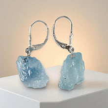 Load image into Gallery viewer, Solid Sterling Silver 925 Baroque Aquamarine Leverback Earrings