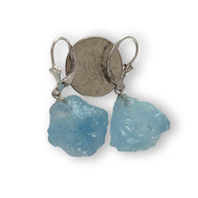 Load image into Gallery viewer, Solid Sterling Silver 925 Baroque Aquamarine Leverback Earrings