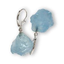 Load image into Gallery viewer, Solid Sterling Silver 925 Baroque Aquamarine Leverback Earrings