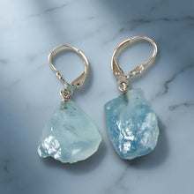 Load image into Gallery viewer, Solid Sterling Silver 925 Baroque Aquamarine Leverback Earrings