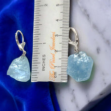 Load image into Gallery viewer, Solid Sterling Silver 925 Baroque Aquamarine Leverback Earrings