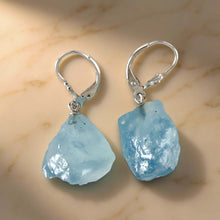 Load image into Gallery viewer, Solid Sterling Silver 925 Baroque Aquamarine Leverback Earrings