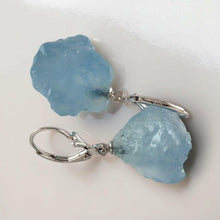 Load image into Gallery viewer, Solid Sterling Silver 925 Baroque Aquamarine Leverback Earrings