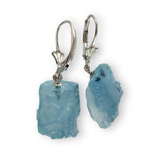 Load image into Gallery viewer, Solid Sterling Silver 925 Baroque Aquamarine Leverback Earrings