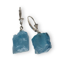 Load image into Gallery viewer, Solid Sterling Silver 925 Baroque Aquamarine Leverback Earrings