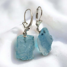 Load image into Gallery viewer, Solid Sterling Silver 925 Baroque Aquamarine Leverback Earrings