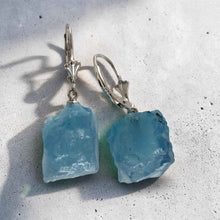 Load image into Gallery viewer, Solid Sterling Silver 925 Baroque Aquamarine Leverback Earrings