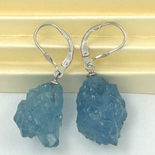 Load image into Gallery viewer, 9130790 Silver 925 Leverback Baroque Rough Aquamarine Dangle Earrings