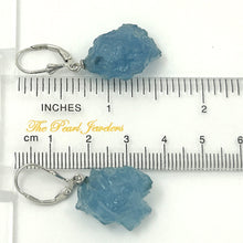 Load image into Gallery viewer, 9130790 Silver 925 Leverback Baroque Rough Aquamarine Dangle Earrings