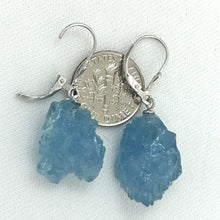 Load image into Gallery viewer, 9130790 Silver 925 Leverback Baroque Rough Aquamarine Dangle Earrings