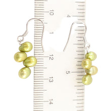 Load image into Gallery viewer, Sterling Silver Green Rice Pearl Earrings – Handcrafted Drop
