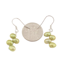 Load image into Gallery viewer, Sterling Silver Green Rice Pearl Earrings – Handcrafted Drop
