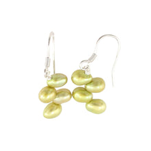 Load image into Gallery viewer, Sterling Silver Green Rice Pearl Earrings – Handcrafted Drop