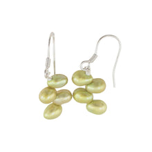 Load image into Gallery viewer, Sterling Silver Green Rice Pearl Earrings – Handcrafted Drop